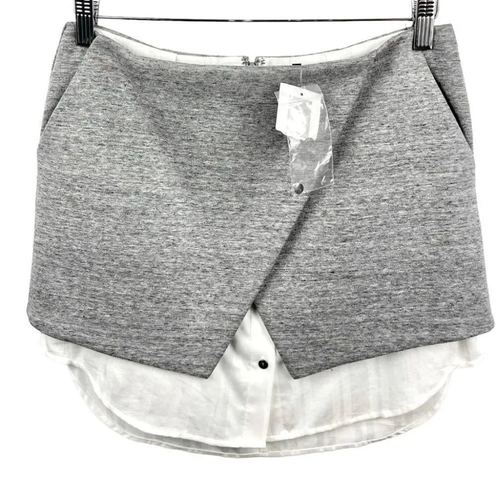 ** NEW Intermix Emilia Grey Shirt Detail Mini Skirt Size S - Picture 2 of 7